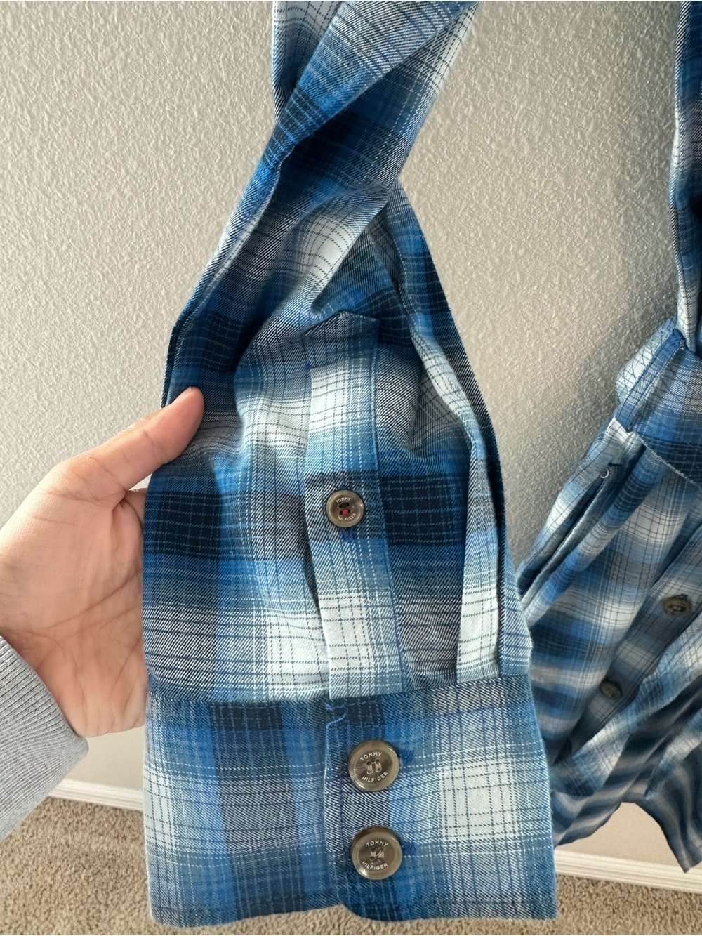 Tommy Hilfiger Blue Plaid Button-Front Maxi Shirt Dress - Picture 6 of 9